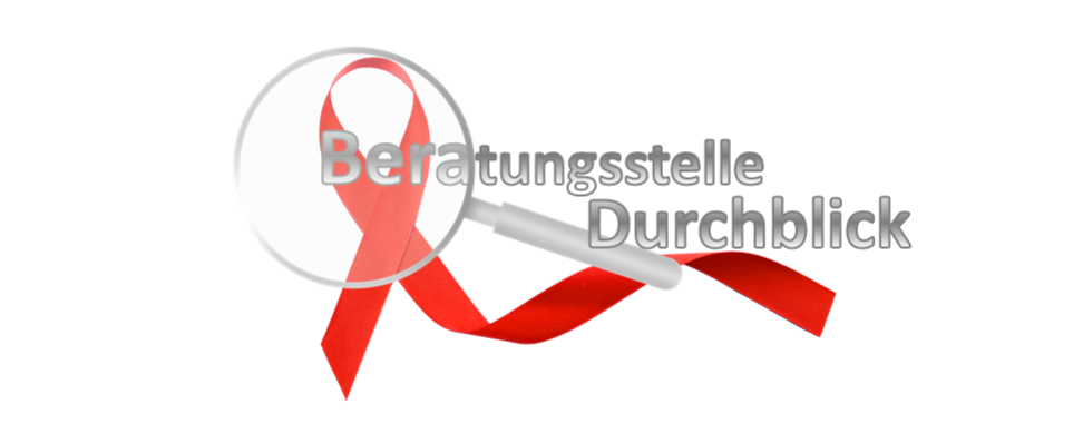 rote Schleife mit Text auf bleuem Grund
Kein AIDS für alle